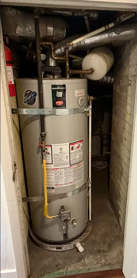 Utility room with secured water heater