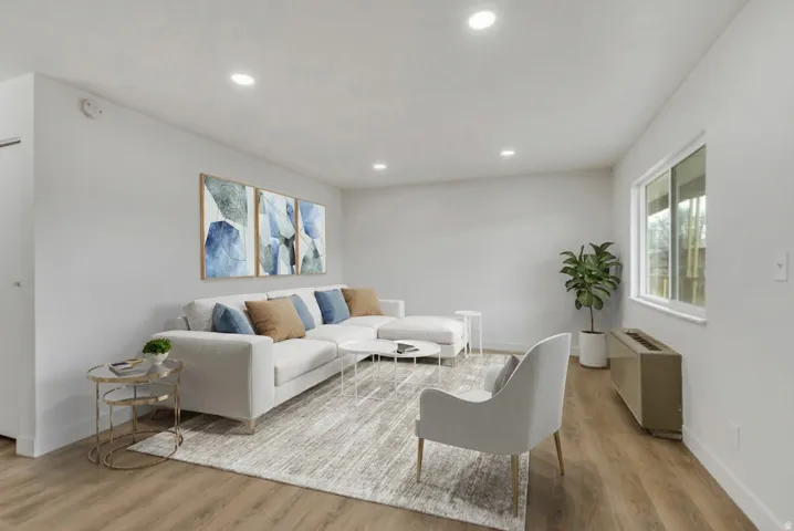 Living area with virtual staging