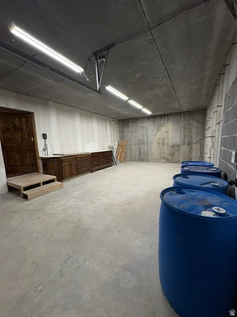 Below grade area with a garage