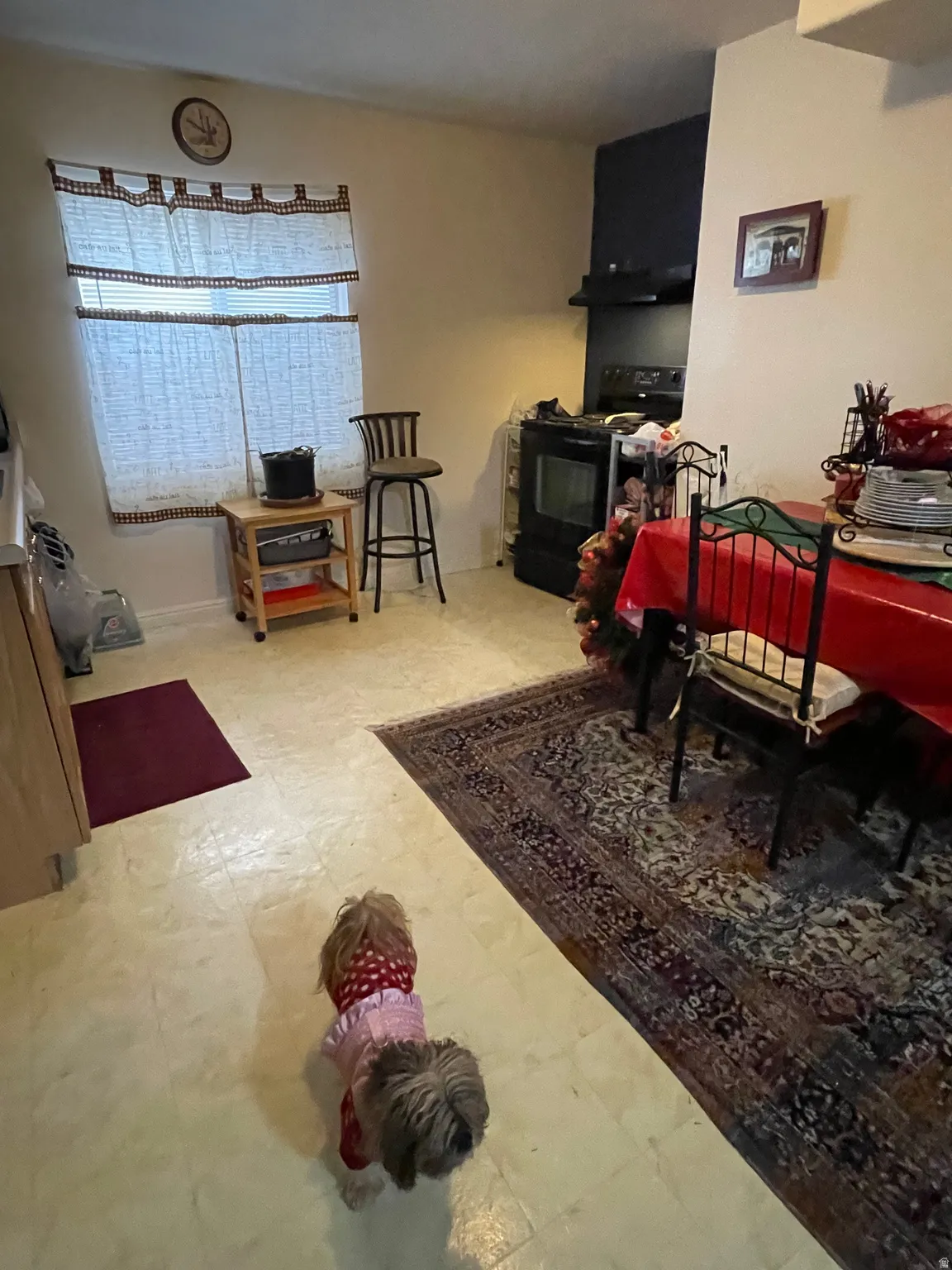 Dining area featuring light flooring
