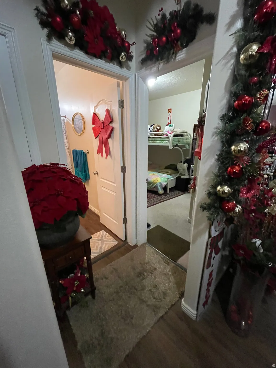 Hall featuring dark wood-style floors