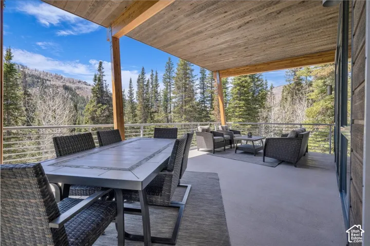 Covered deck and outdoor lounge area