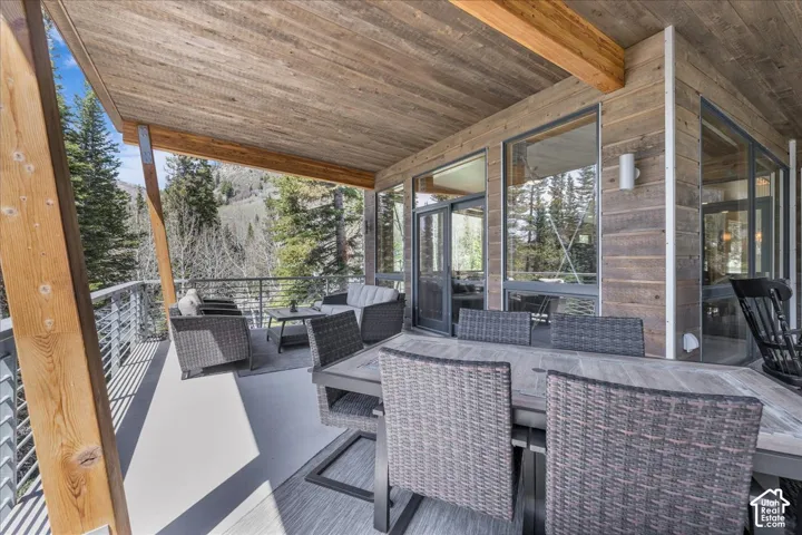 Covered deck and outdoor lounge area