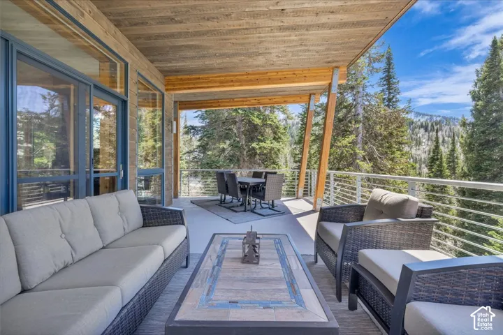 Covered deck and outdoor lounge area