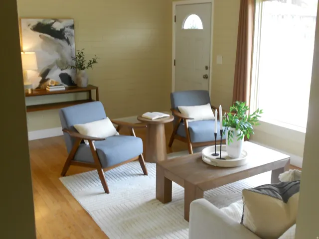 Sitting room featuring light wood finished floors