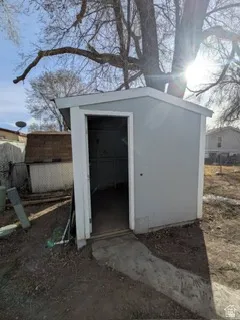 Garage with a storage shed