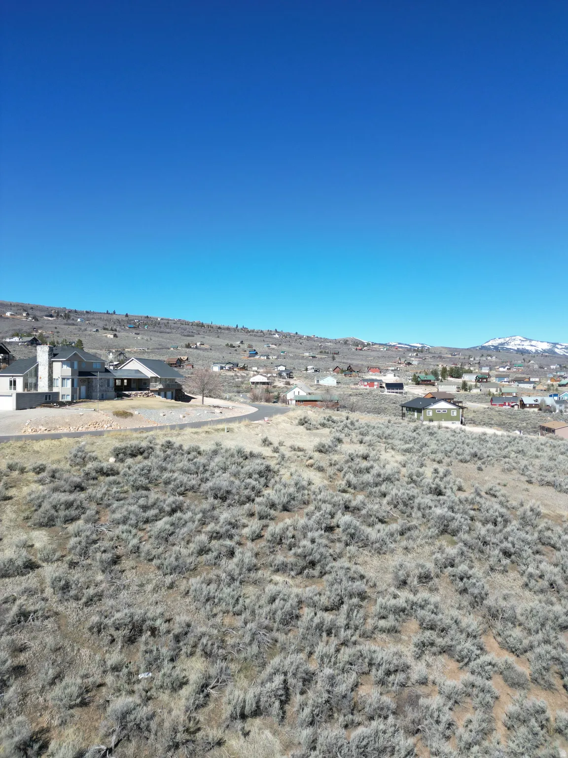 Water view with nearby suburban area and a mountain backdrop