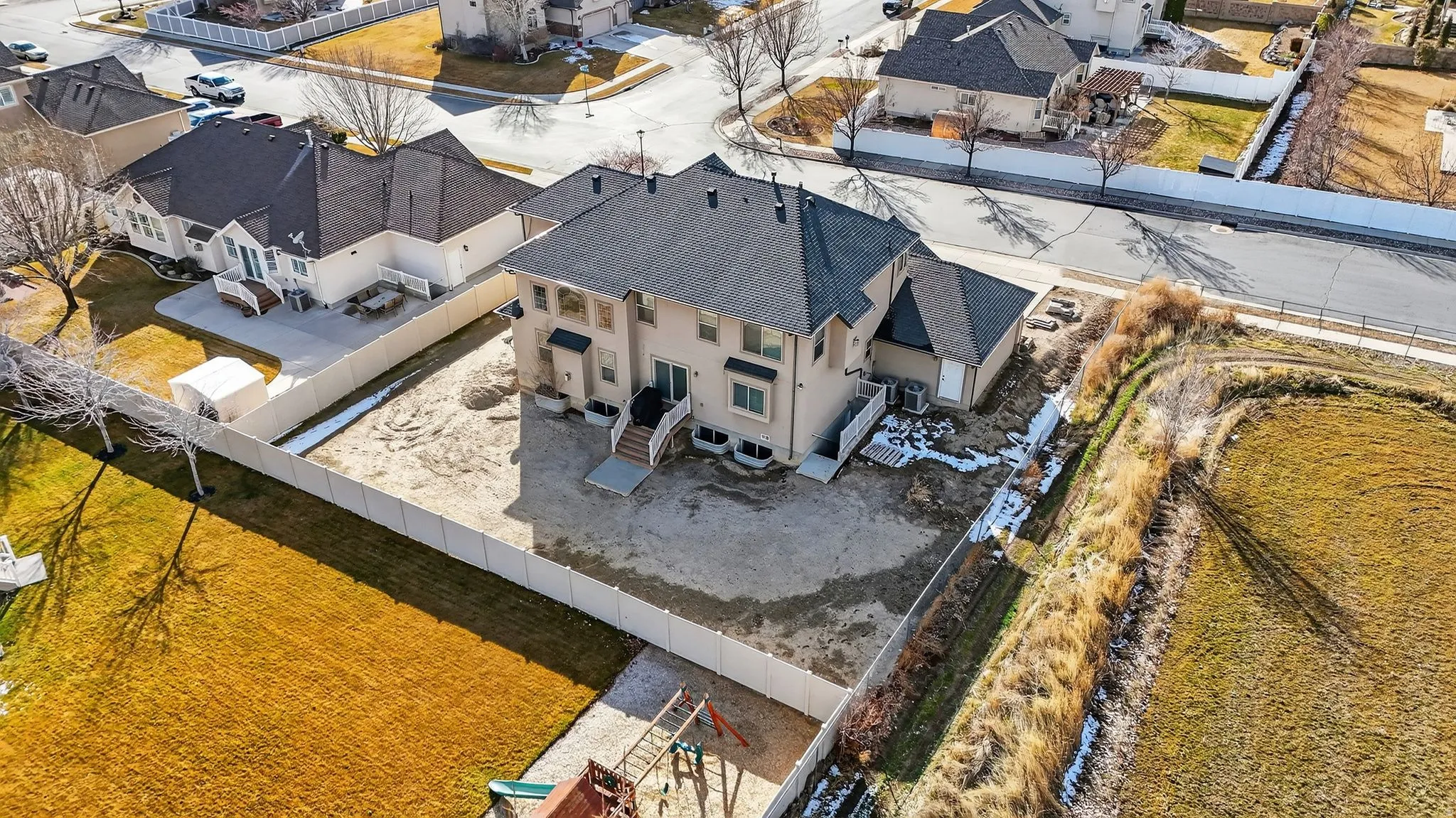 Aerial view of residential area