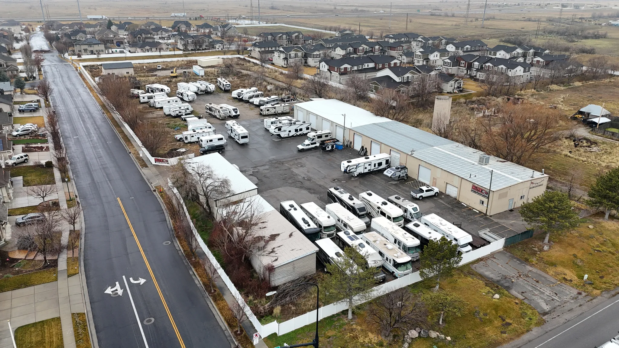 Drone / aerial view of an industrial area