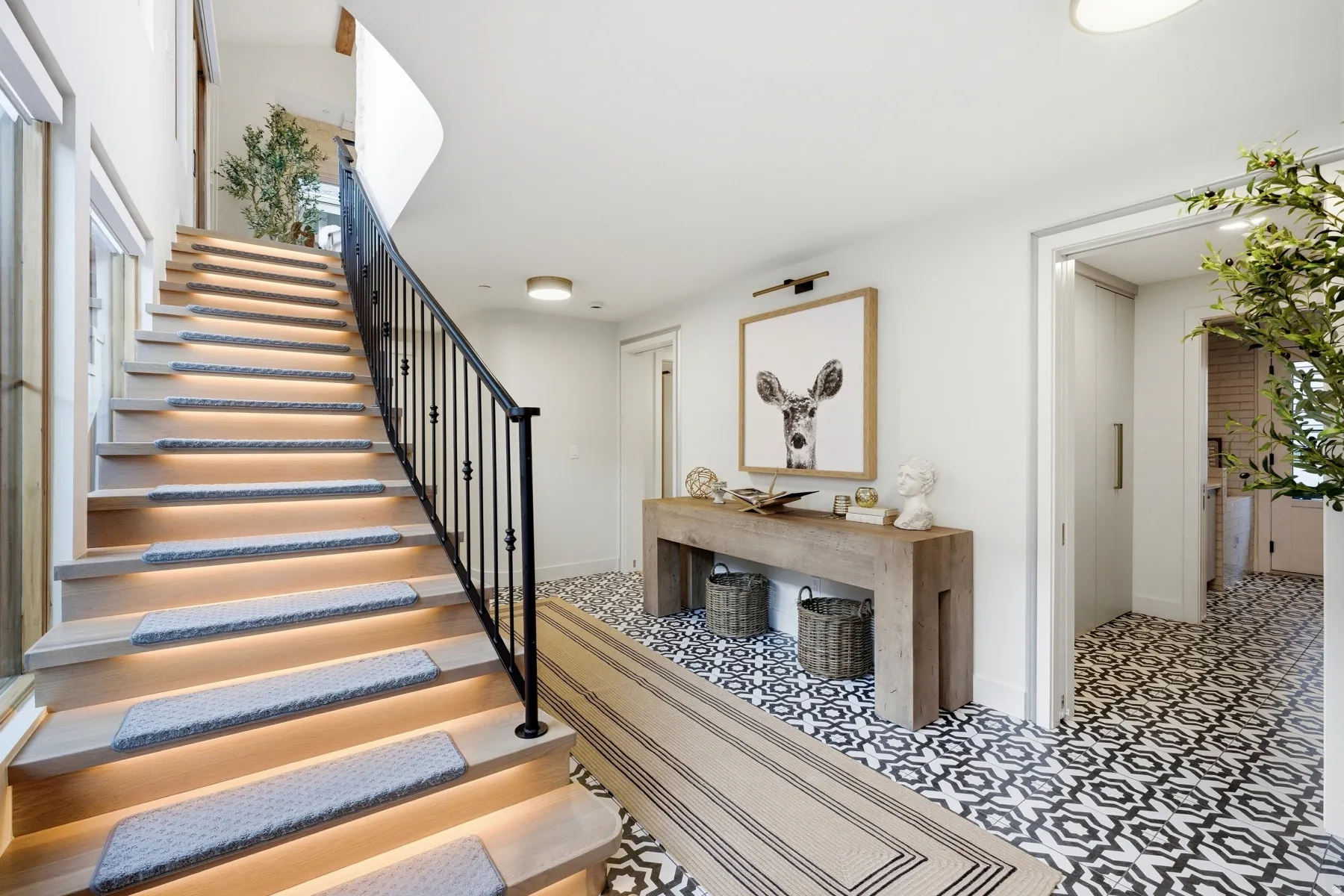 Stairs featuring baseboards