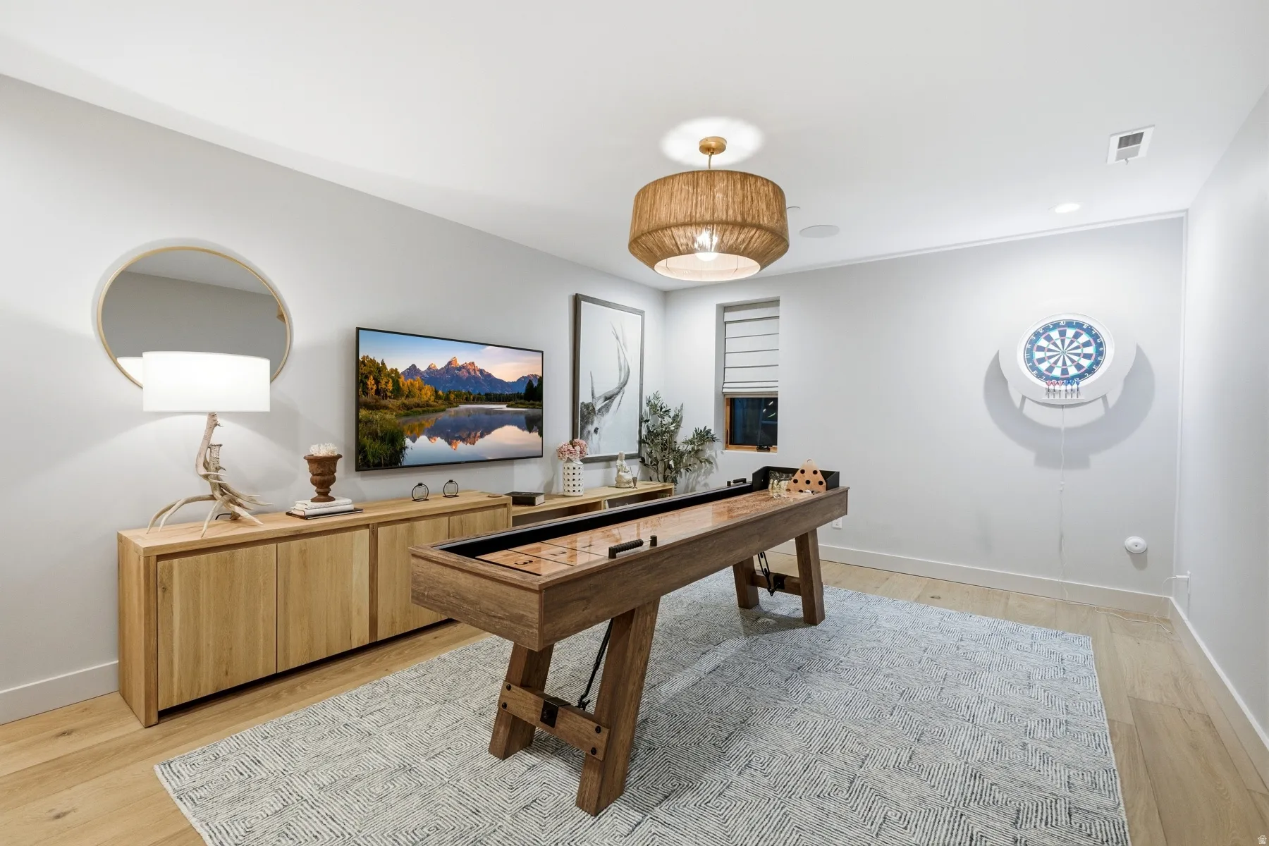 Playroom featuring light wood-style floors and recessed lighting