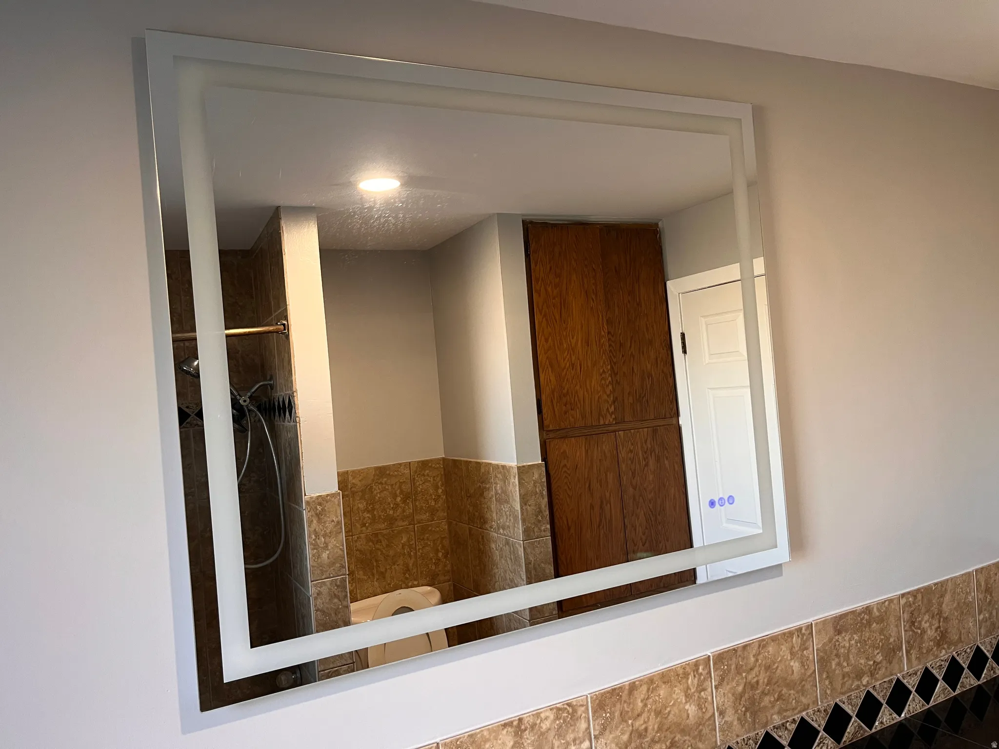 mirror with built in light and defogger