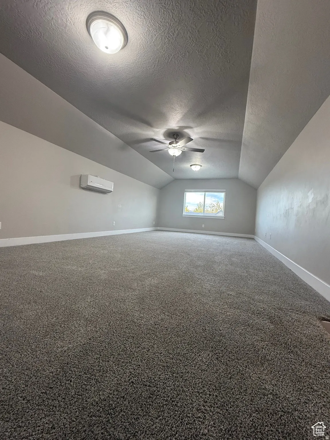 Bonus room featuring ceiling fan and carpet