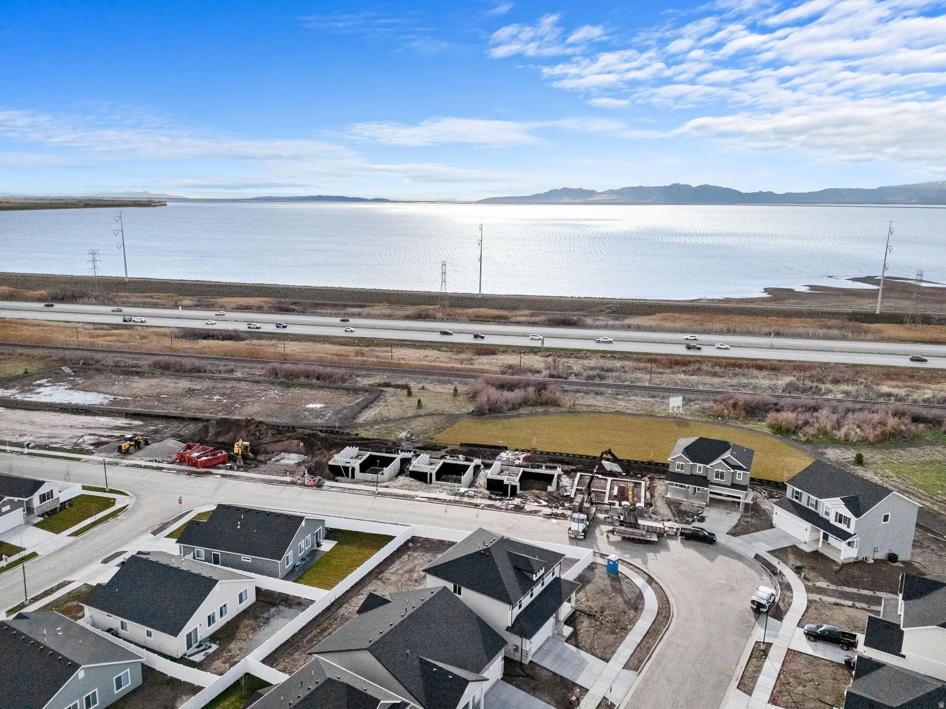 Aerial view of residential area with a views of Willard Bay