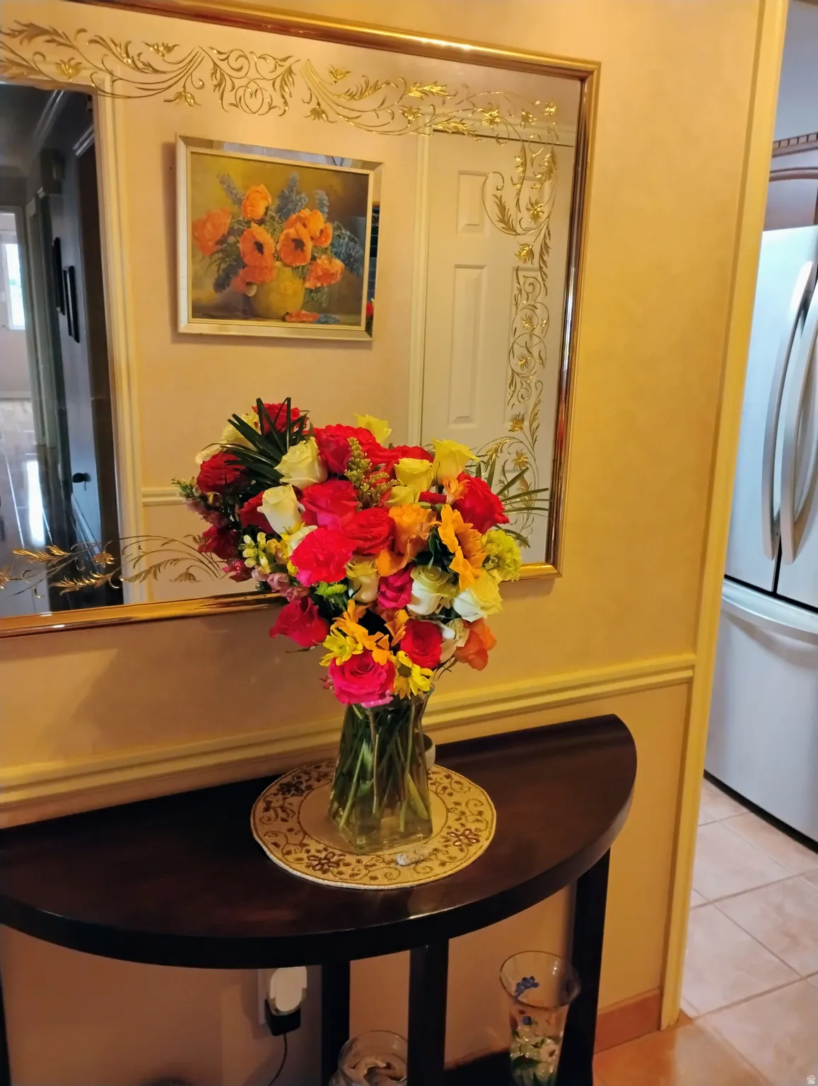 Detailed view of freestanding refrigerator