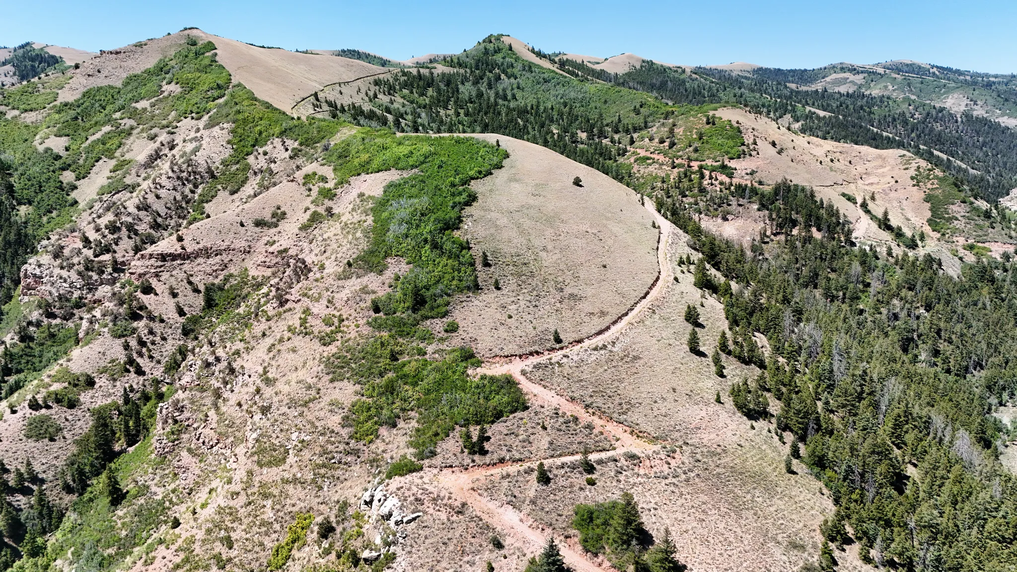 Bird's eye view of a mountain backdrop