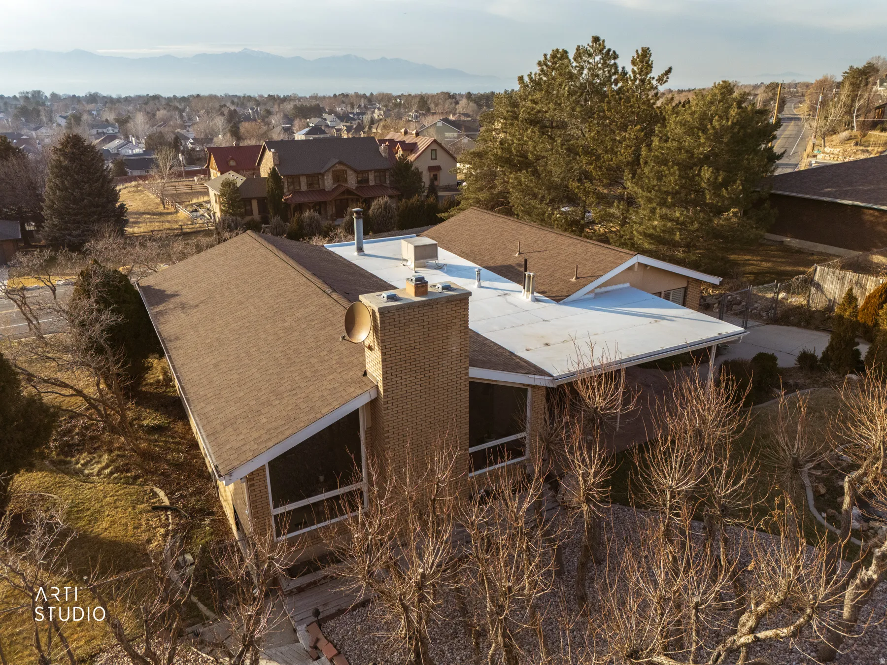 Aerial view of residential area
