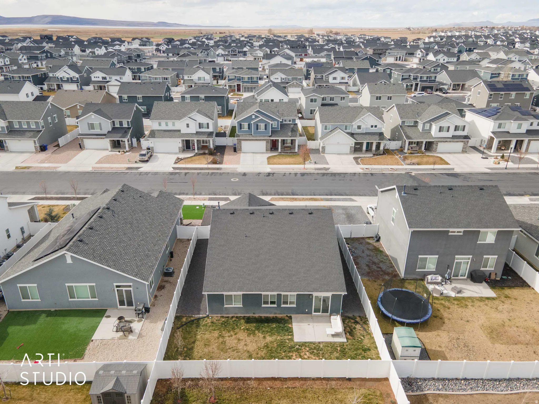 Aerial view of residential area