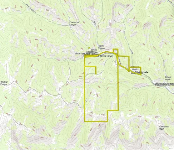 Topographical Map. Illustrating the property boundaries and elevation contours