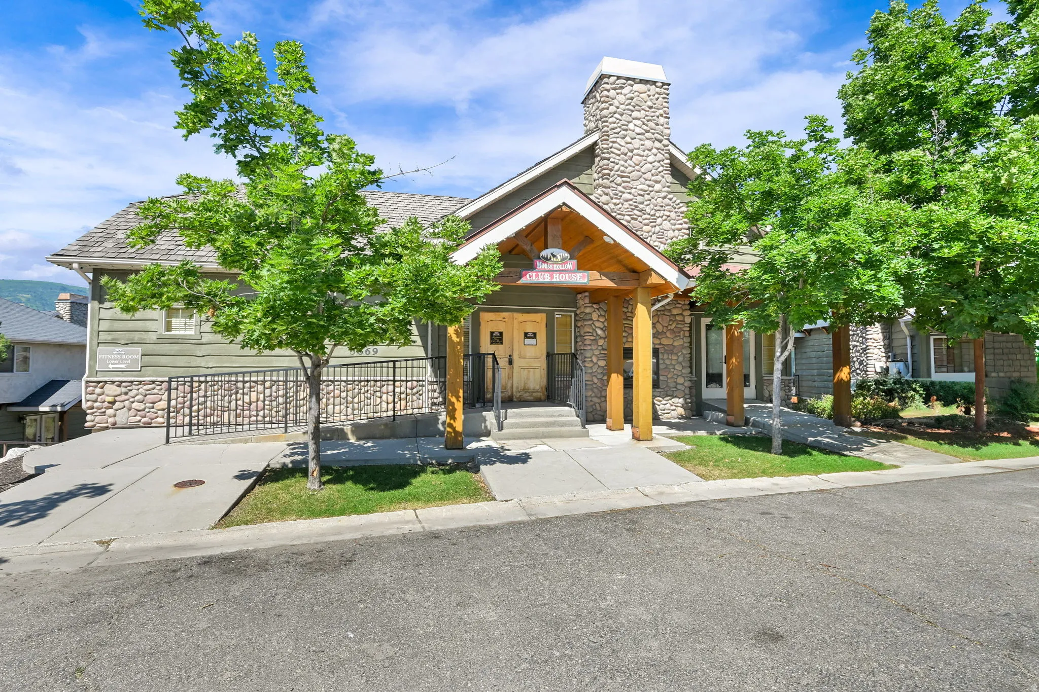 View of front facade with stone siding