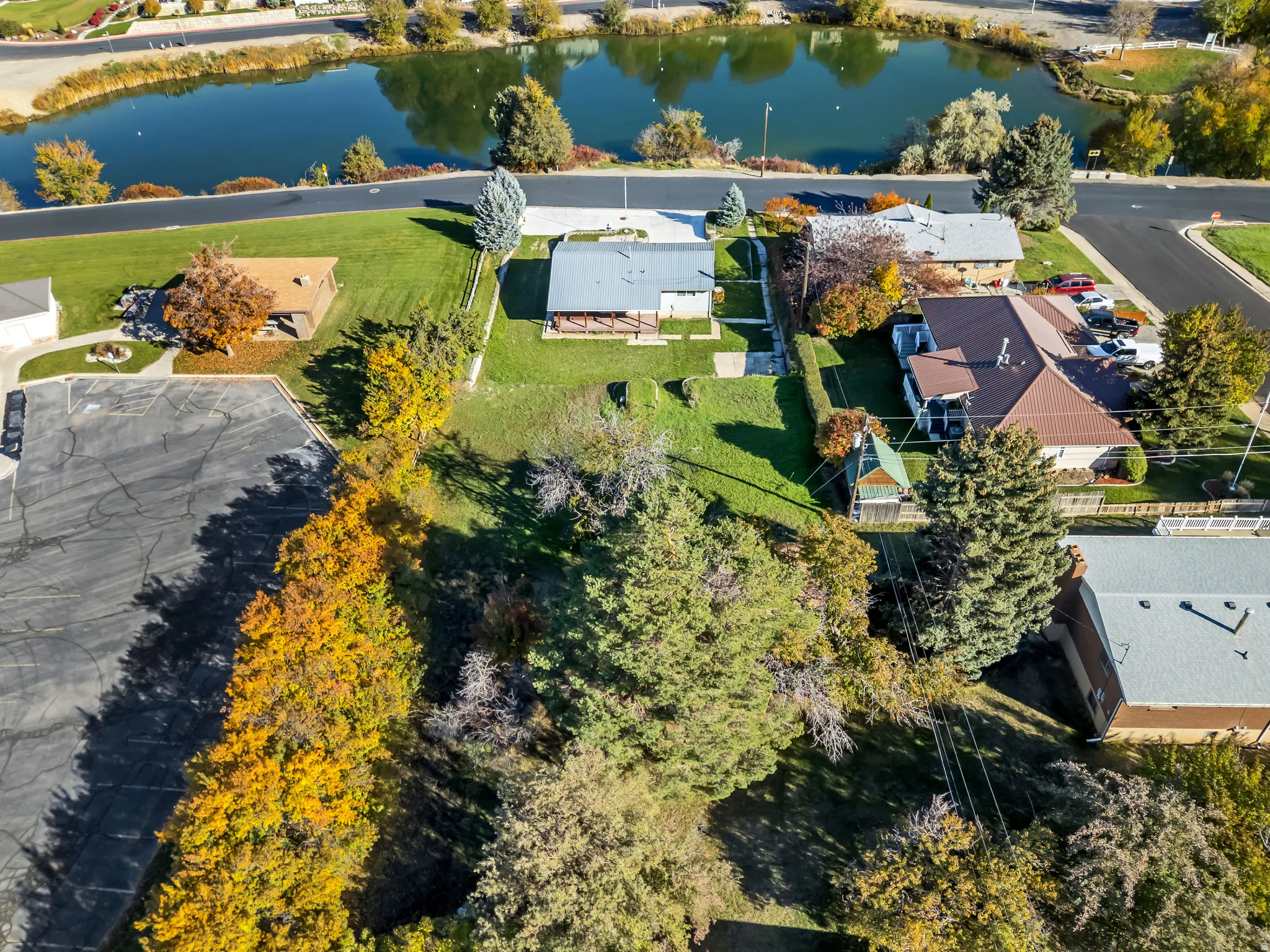 Drone / aerial view of a nearby body of water