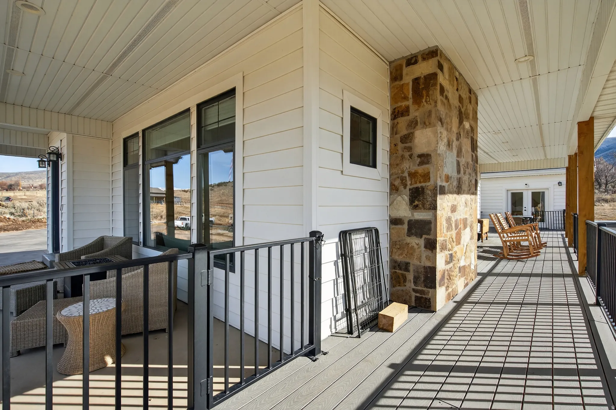Wooden deck with french doors