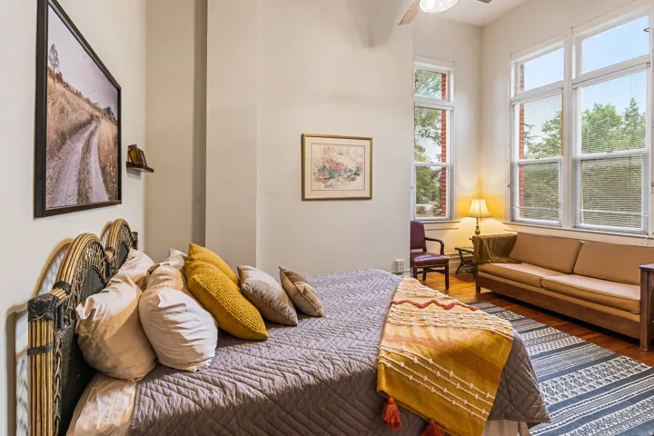 Bedroom with wood finished floors