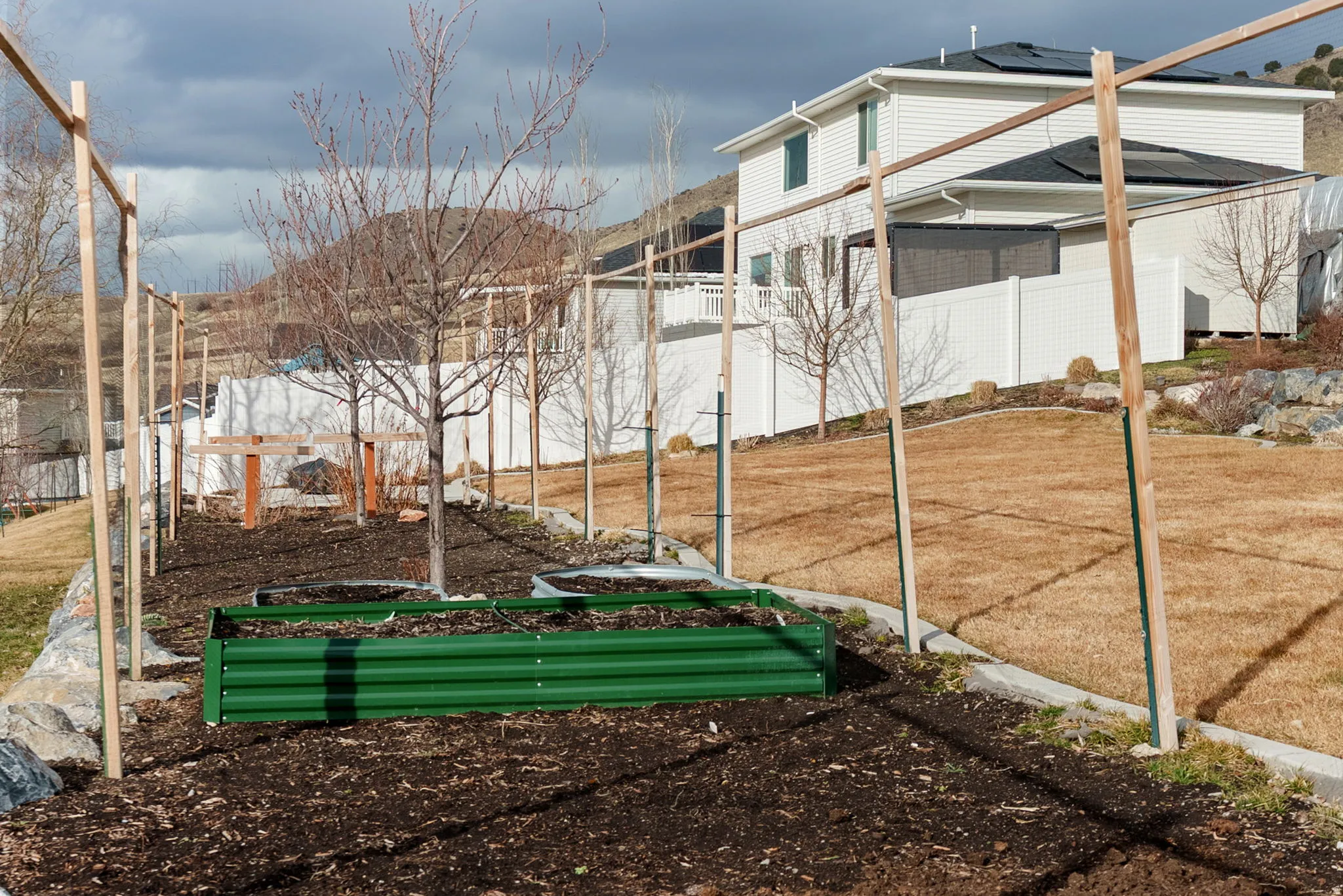 View of yard with a vegetable garden