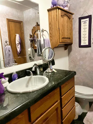Bathroom featuring toilet and vanity
