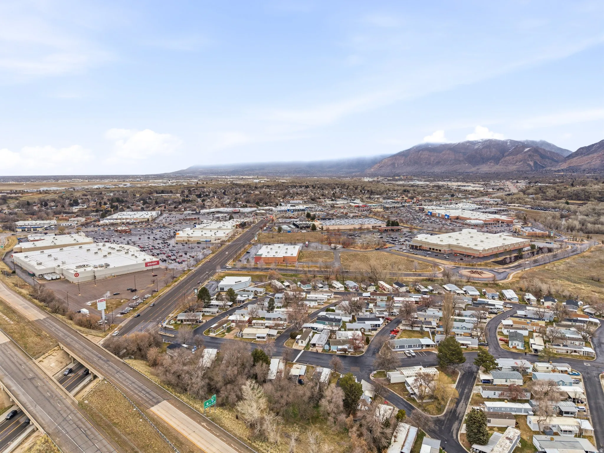 Aerial view of a mountainous background
