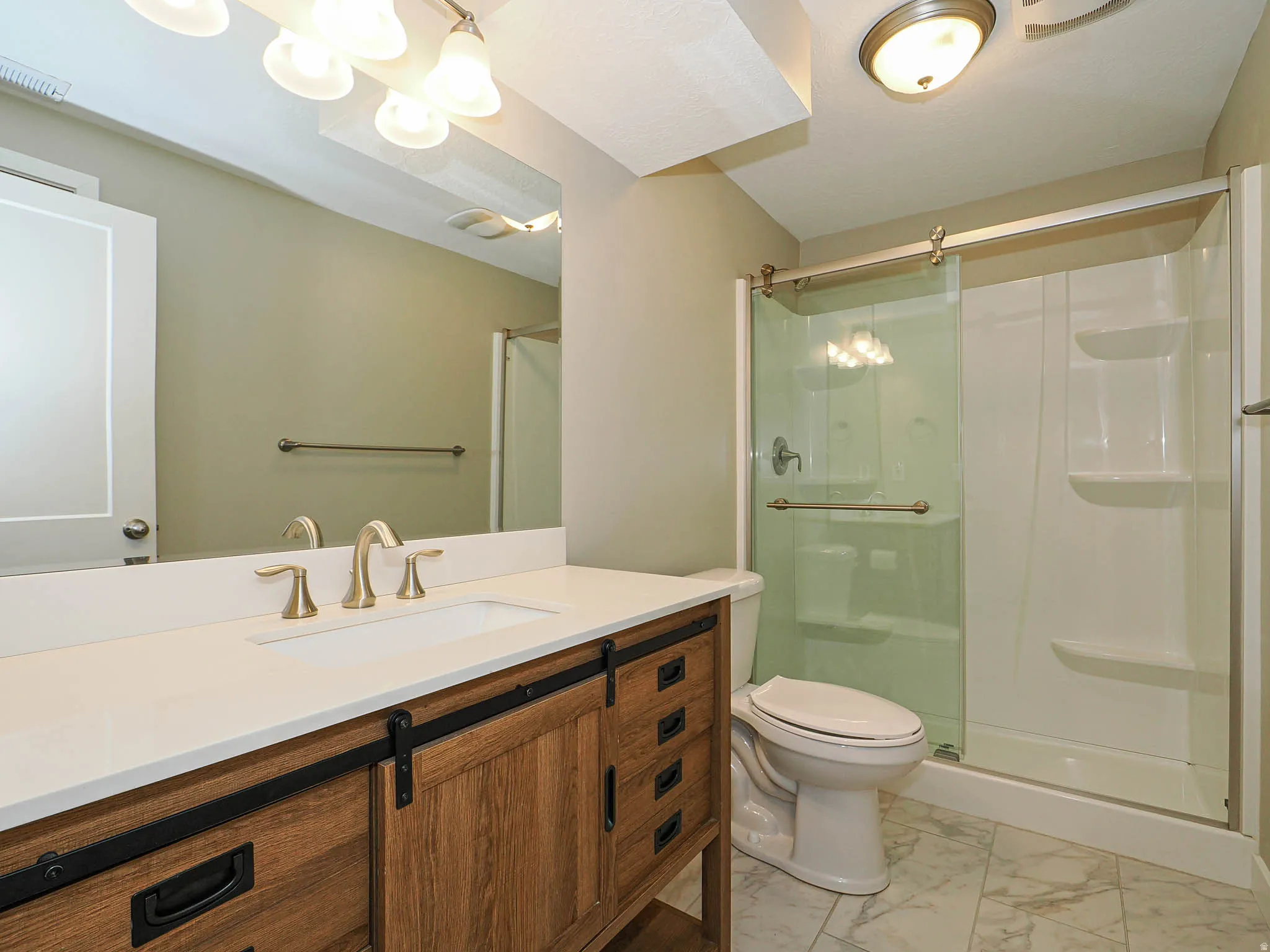 Basement bathroom with tub shower combo