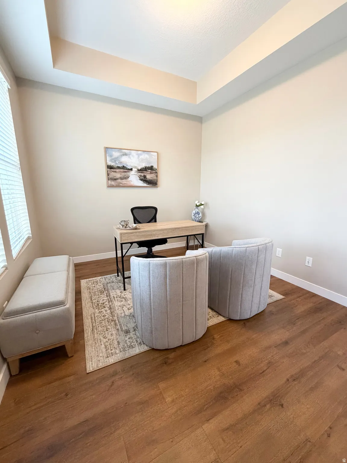 Office or formal living room with tray ceiling