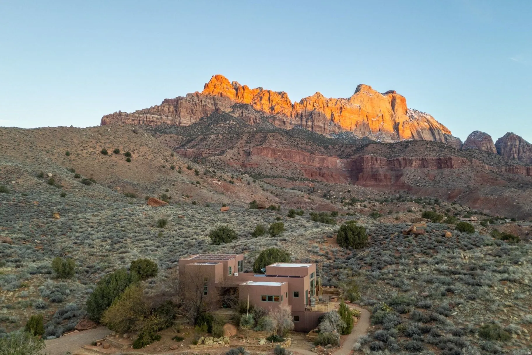 View of mountain background featuring a desert landscape