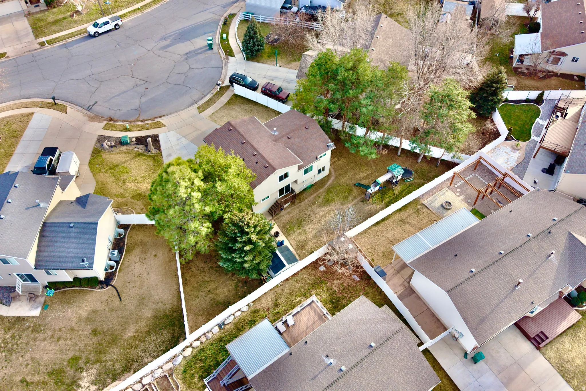 Aerial perspective of suburban area