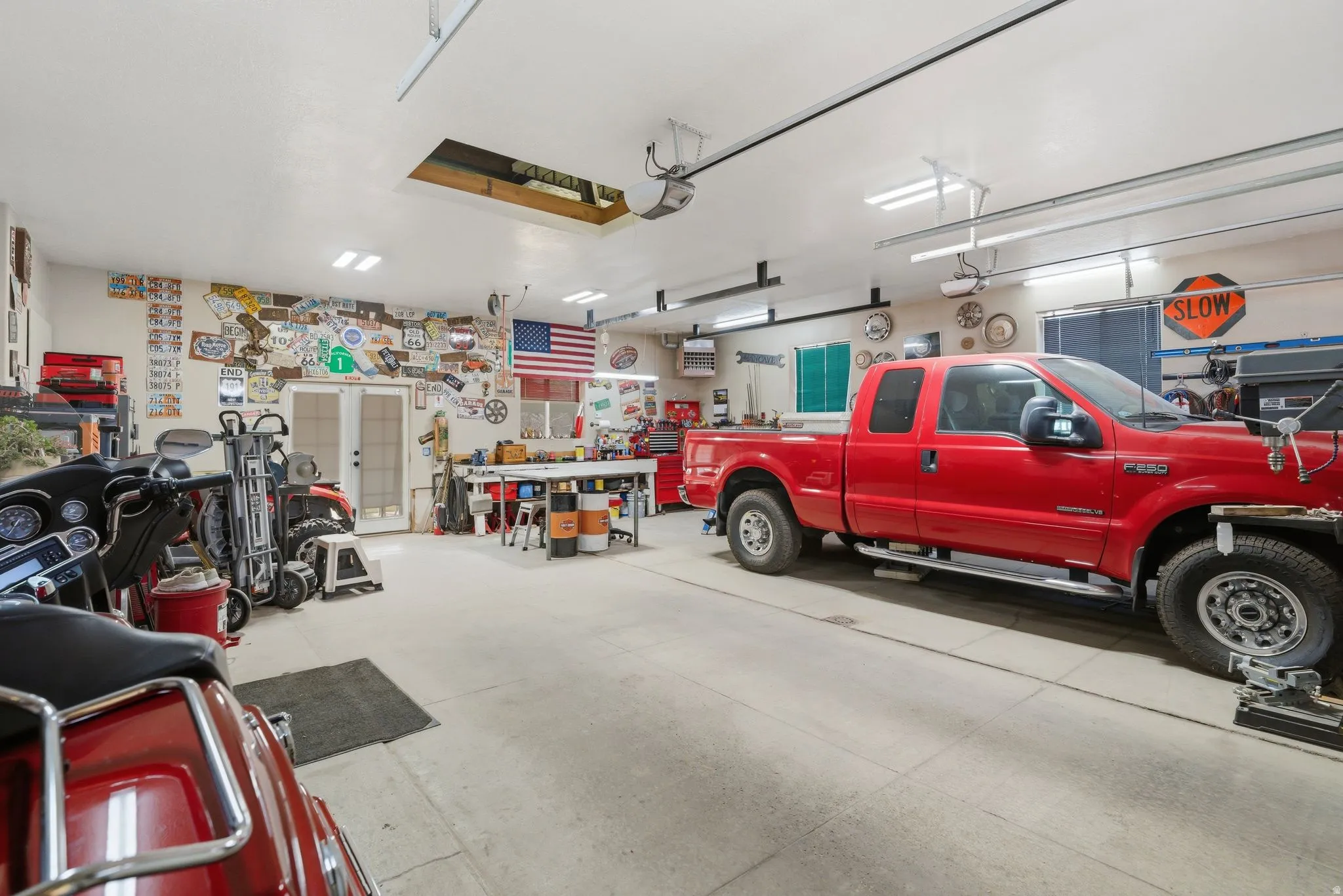Garage with a heating unit