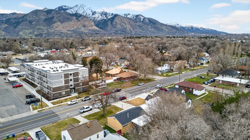 Aerial view of a mountainous background