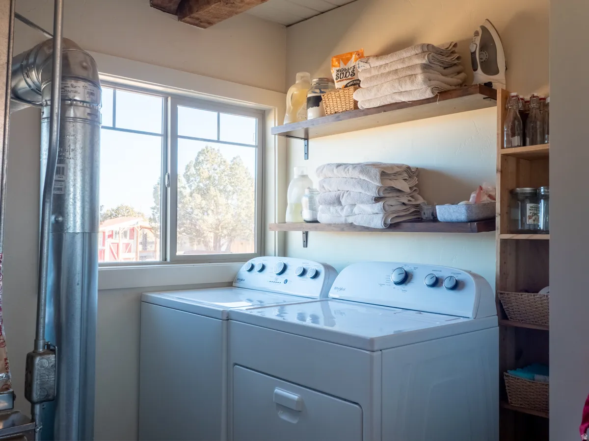 Laundry room featuring washer and clothes dryer