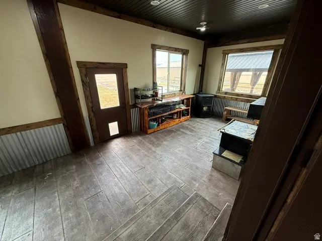 Office space with wood-type flooring