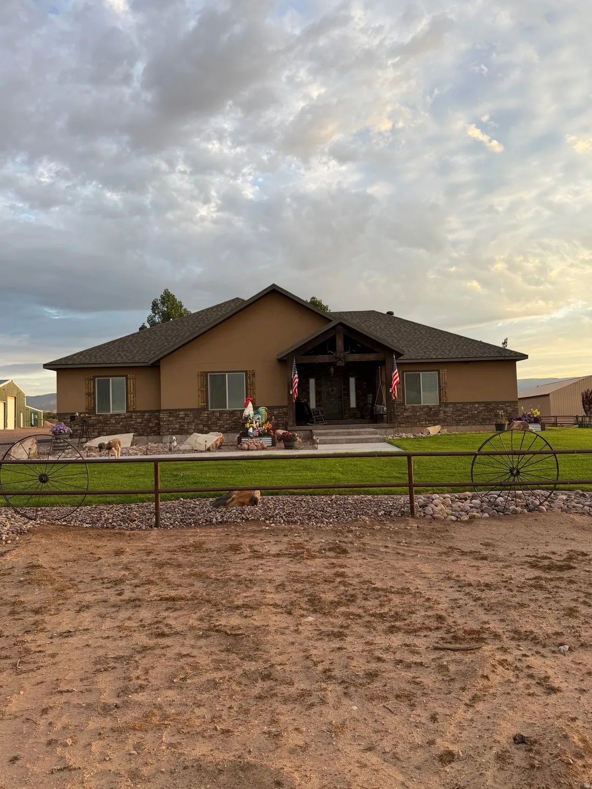 Stucco exterior with a stone accent facade