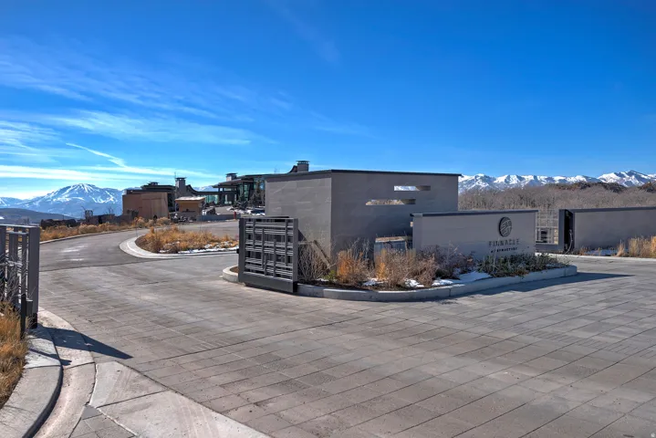 View of property exterior featuring a mountain view