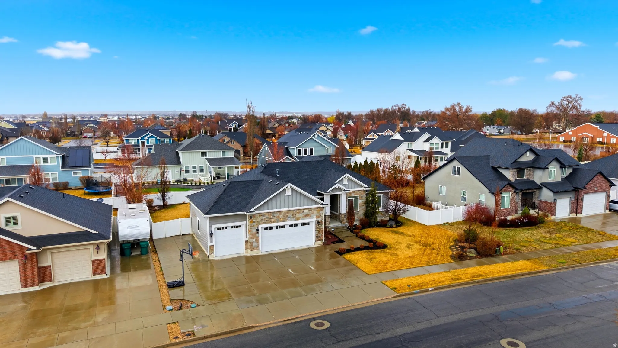 Aerial view of residential area