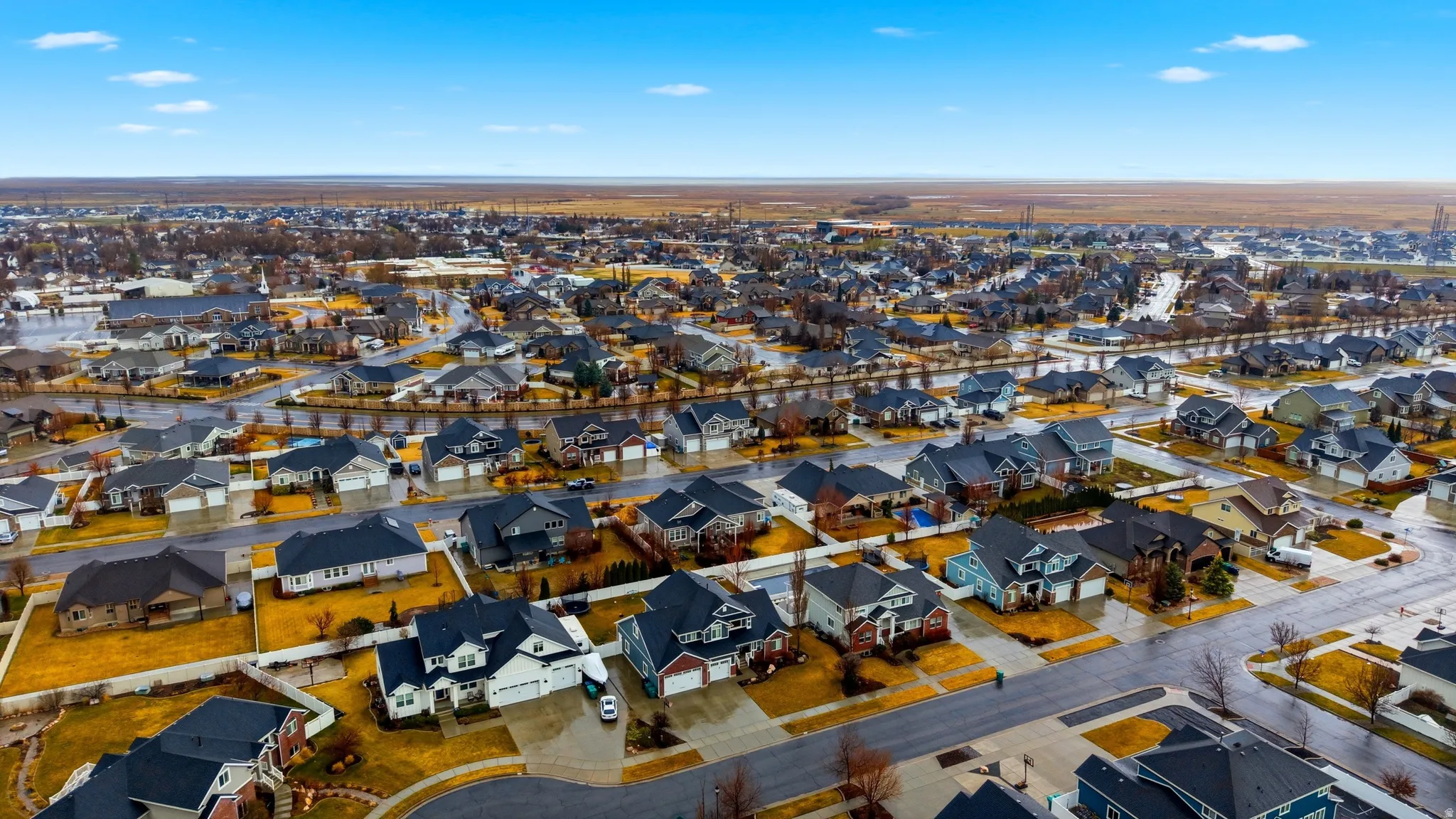 Aerial view of residential area
