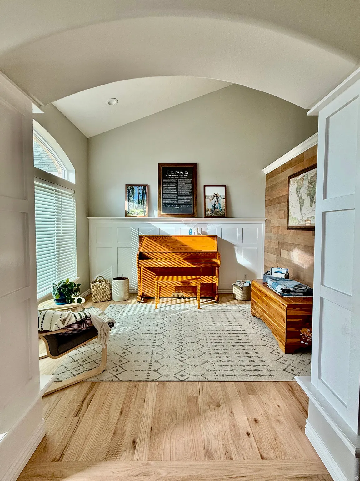 Piano room right at the home's entrance.