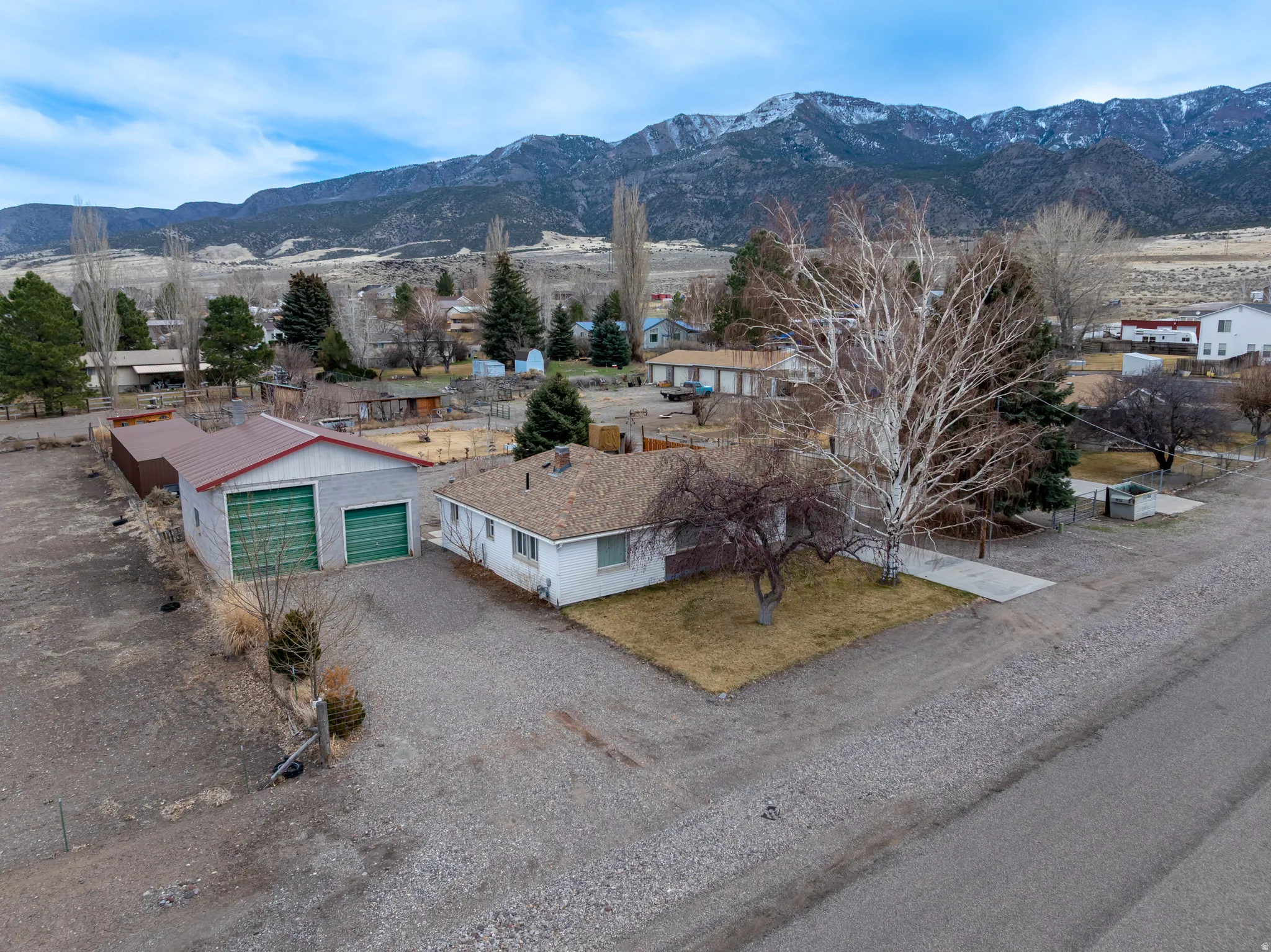 Aerial view of a mountainous background