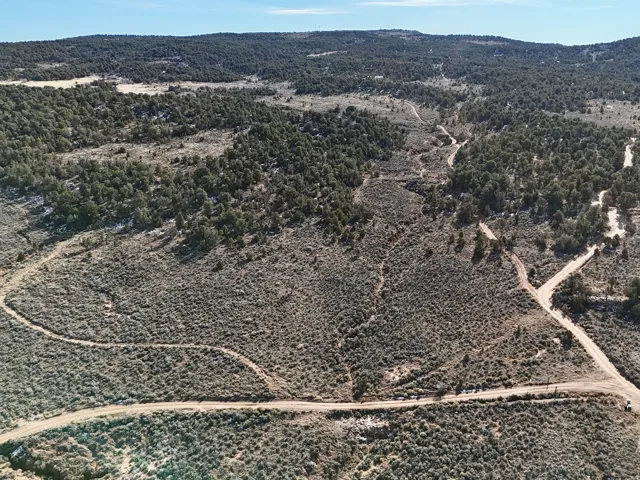Aerial view of property's location with a mountain backdrop