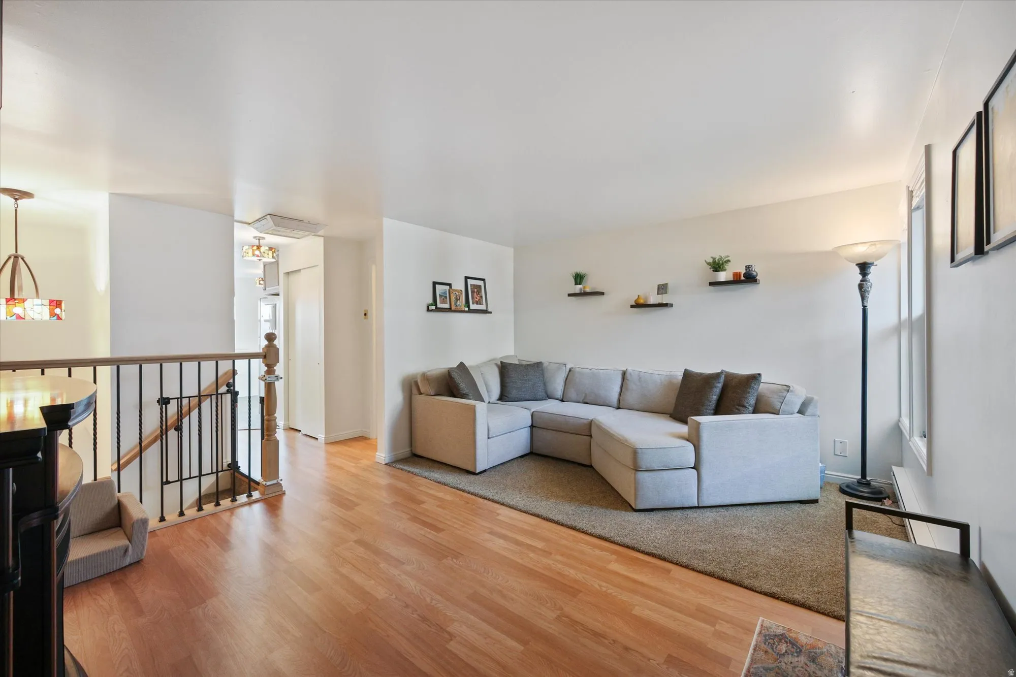 Living room featuring light wood-type flooring
