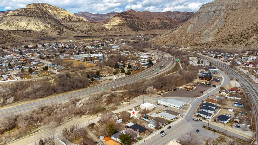 Mountain view with nearby suburban area