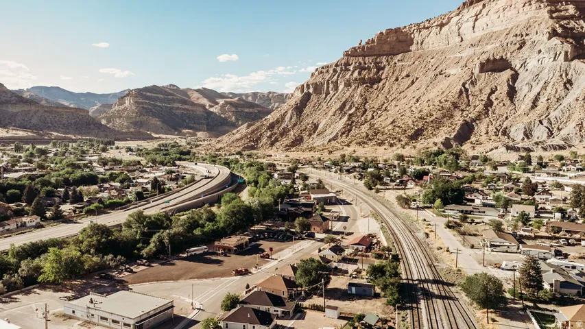 Mountain view with nearby suburban area