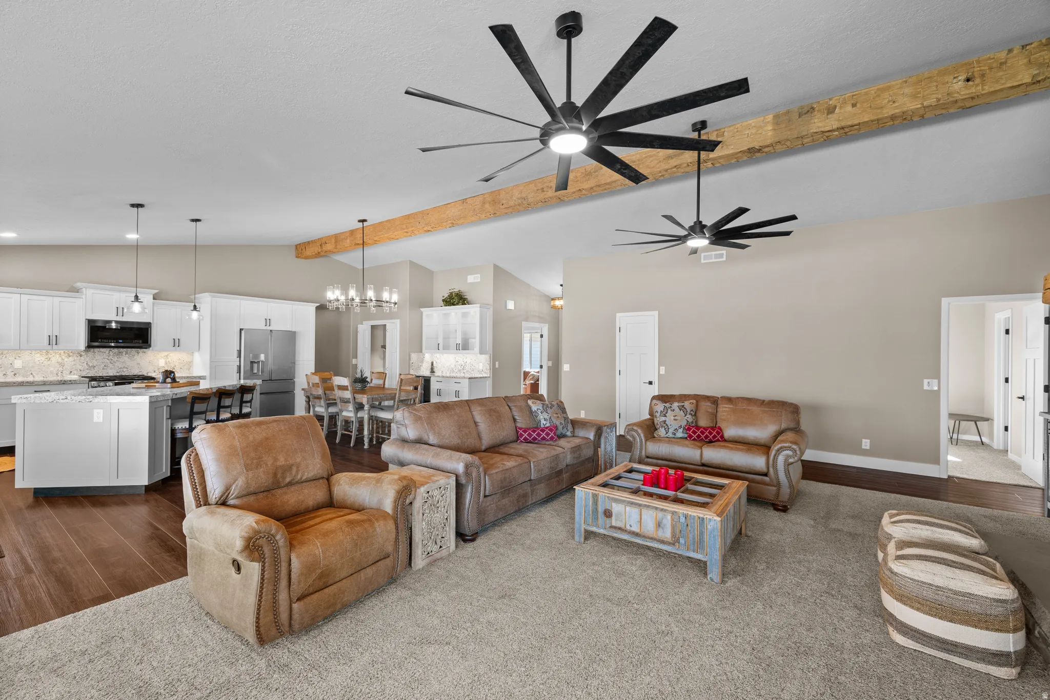 Grand Room/Living area - vaulted ceiling with beam.