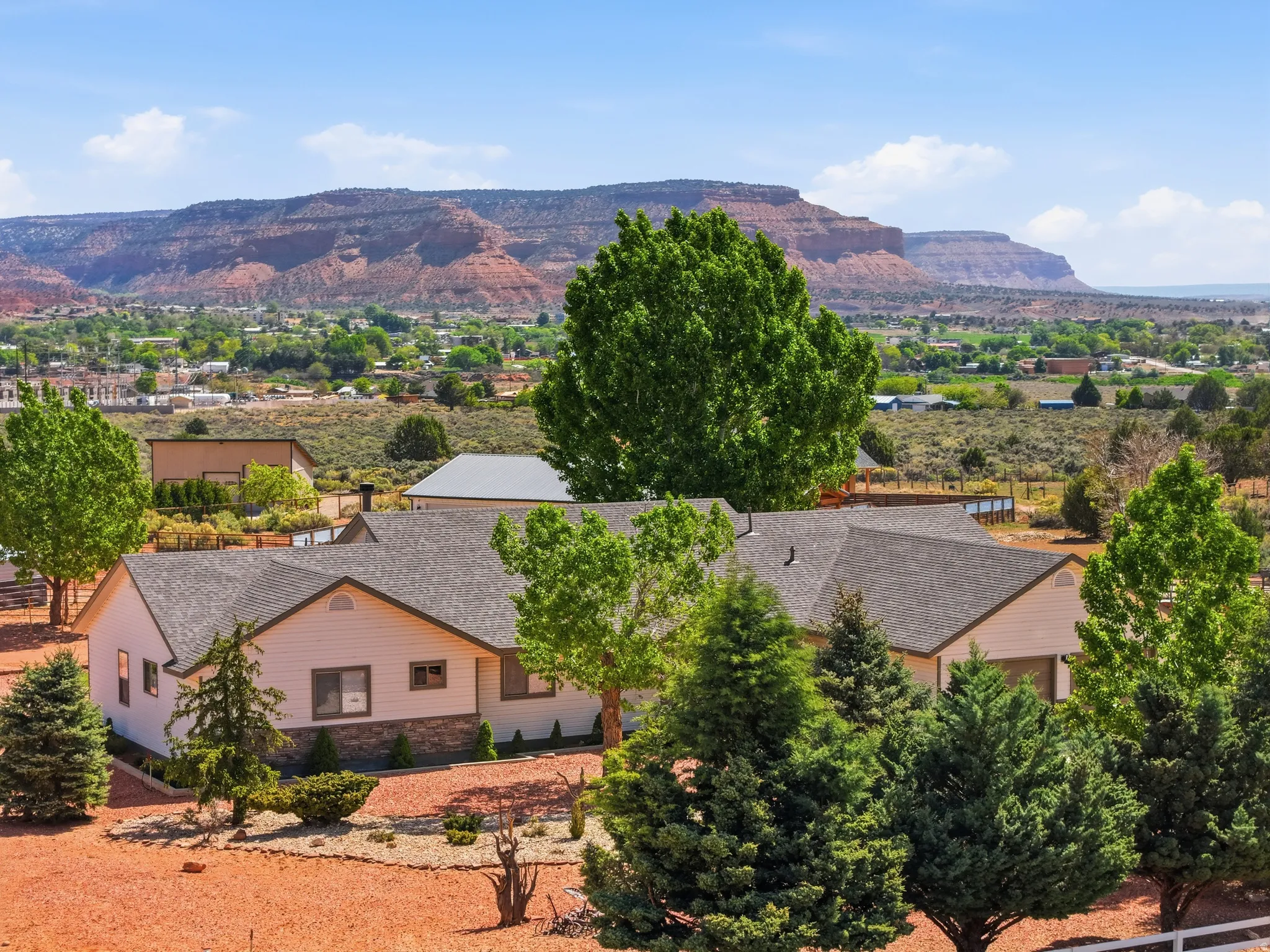 View from above of property featuring mountains